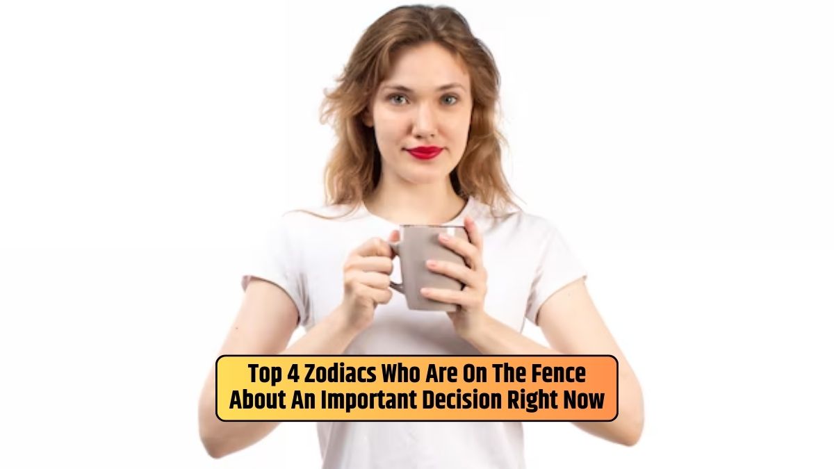Holding a cup of coffee, a girl is on the fence about an important decision right now.